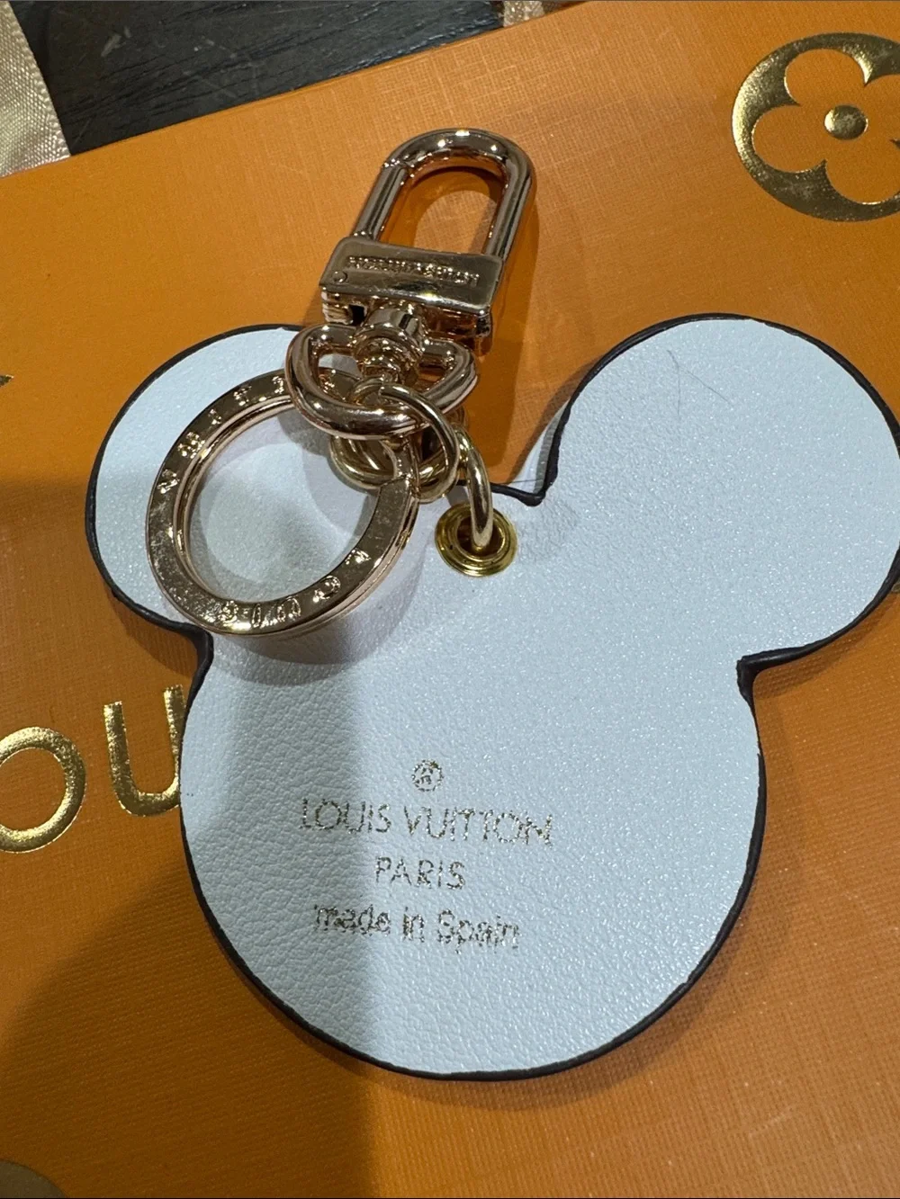 Monogram Mickey Bow Key Charm in Brown & White
